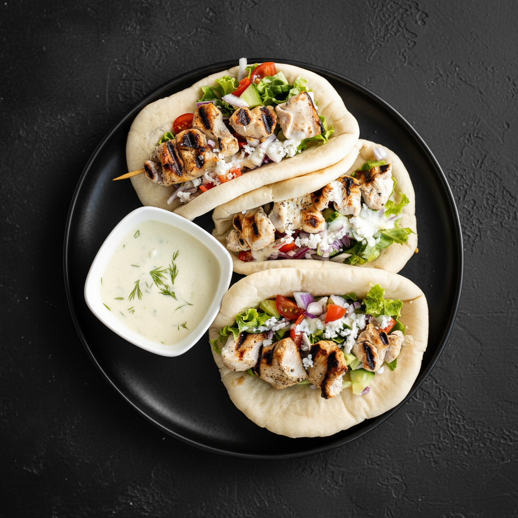 Chicken gyros with tzatziki sauce