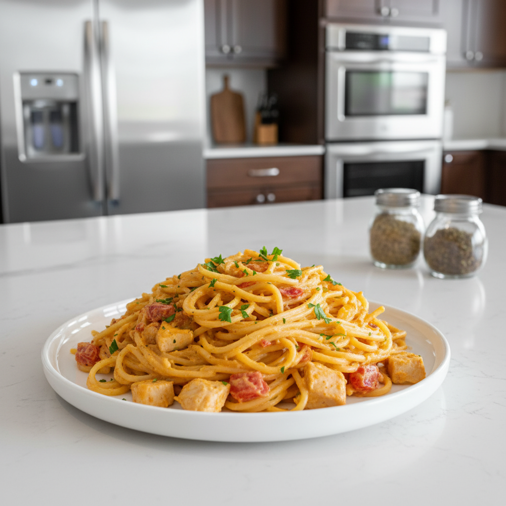 Cheesy Chicken Spaghetti with Rotel