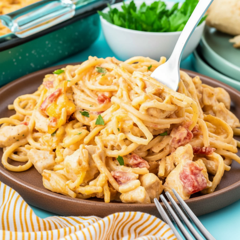 Cheesy Chicken Spaghetti with Rotel