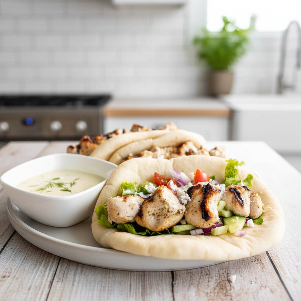 Chicken gyros with tzatziki sauce