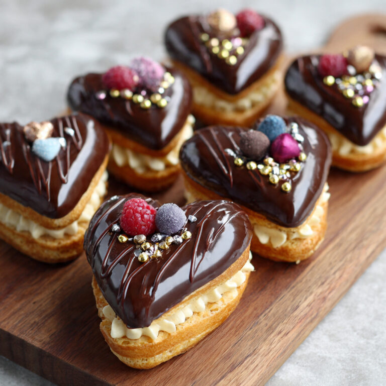 Heart-Shaped Chocolate Eclairs