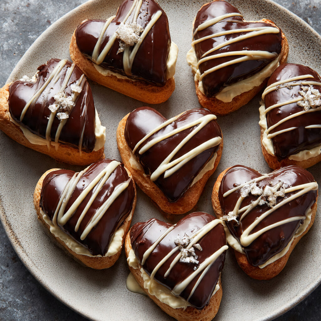Heart-Shaped Chocolate Eclairs