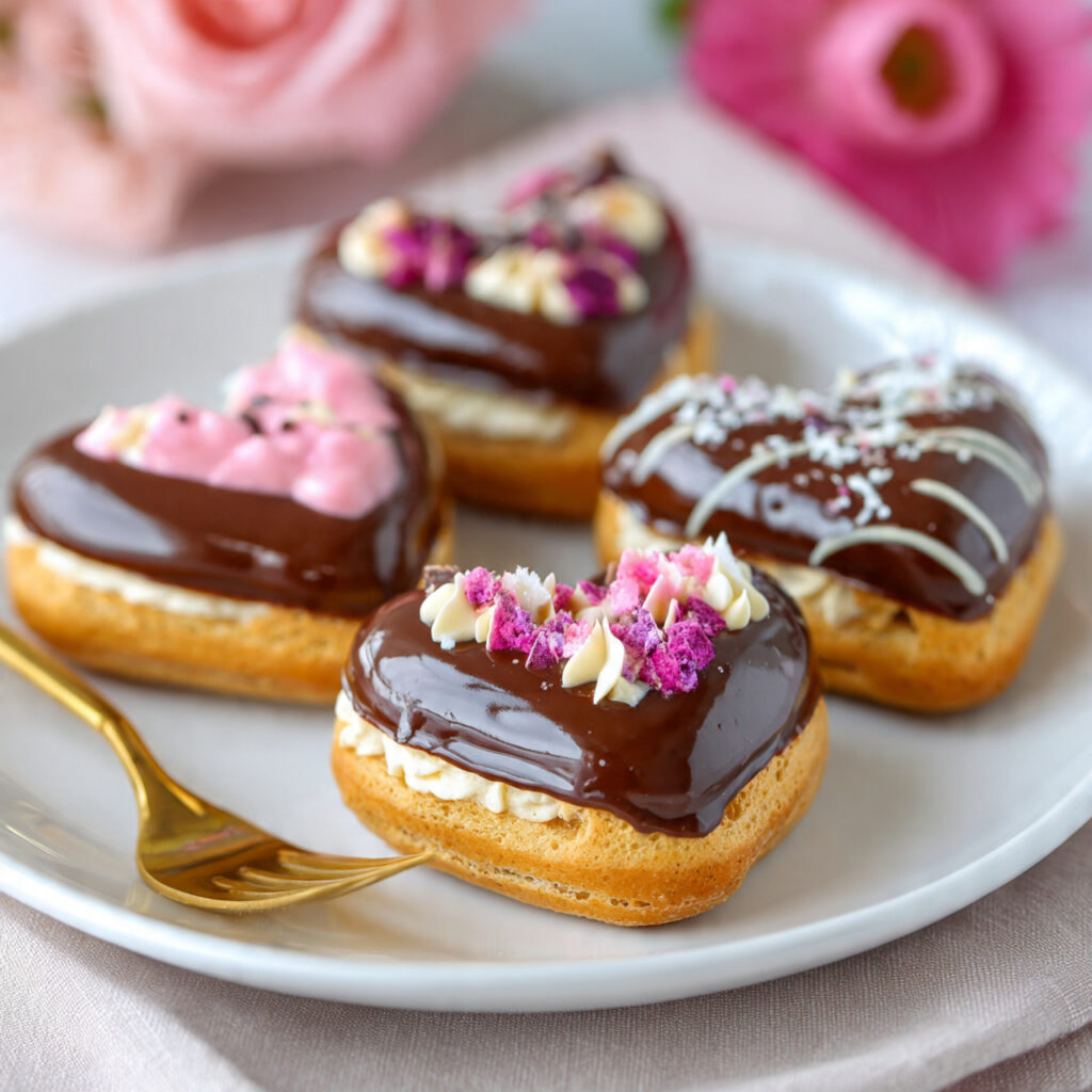 Heart-Shaped Chocolate Eclairs