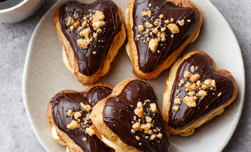 Heart-Shaped Chocolate Eclairs Recipe (Best for  Valentine’s Dessert in 2026 !)