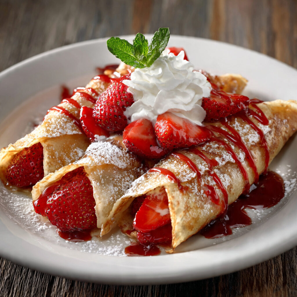 Strawberry Crepes for valentine's day breakfast recipes