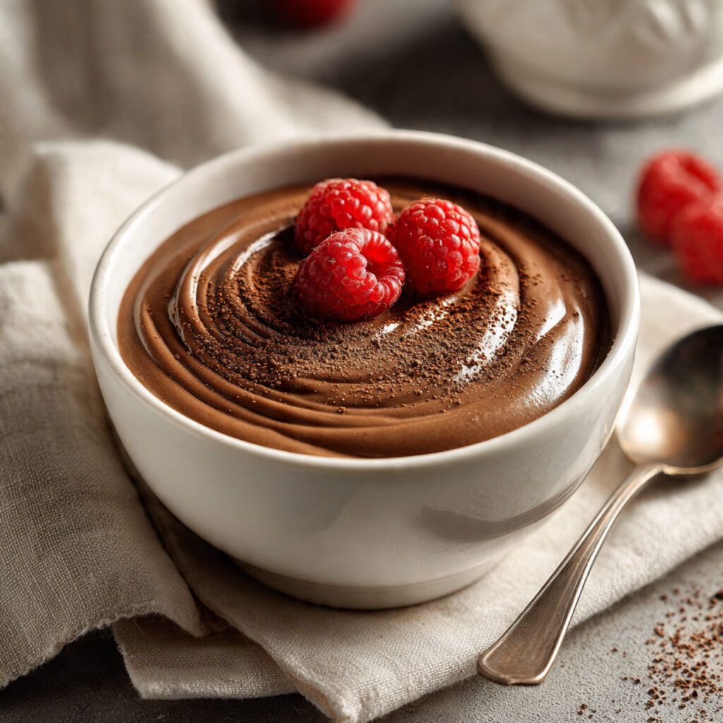 Rich and creamy Paleo Chocolate Mousse Dip served with fresh strawberries for dipping