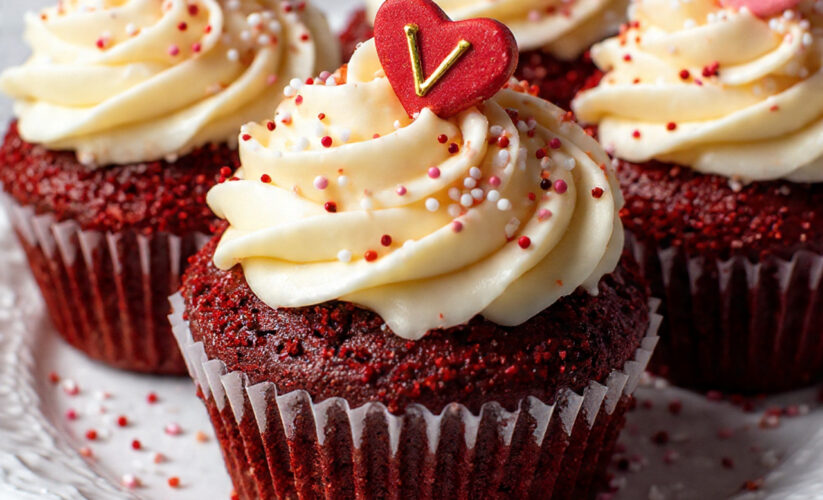 Valentine’s Day Red Velvet Cupcakes