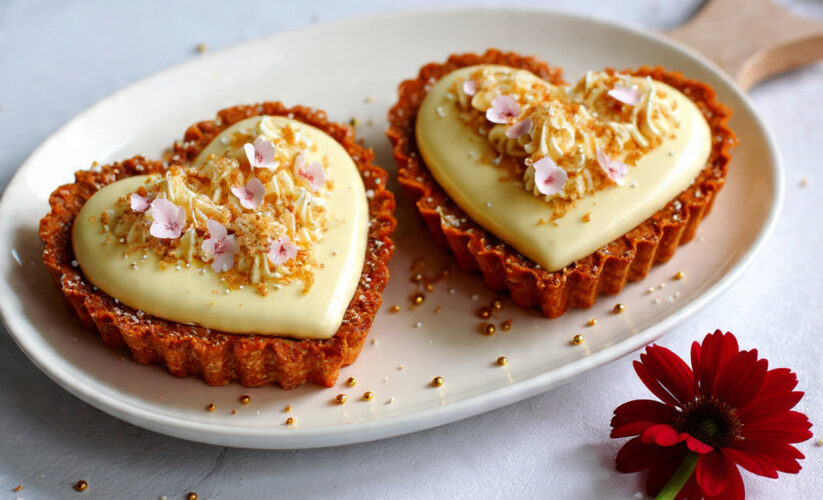White Chocolate Cream Heart Tarts