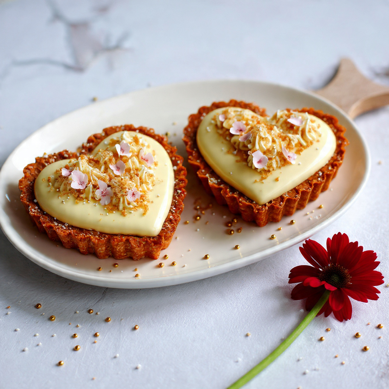White Chocolate Cream Heart Tarts Recipe (8 Elegant Desserts!)