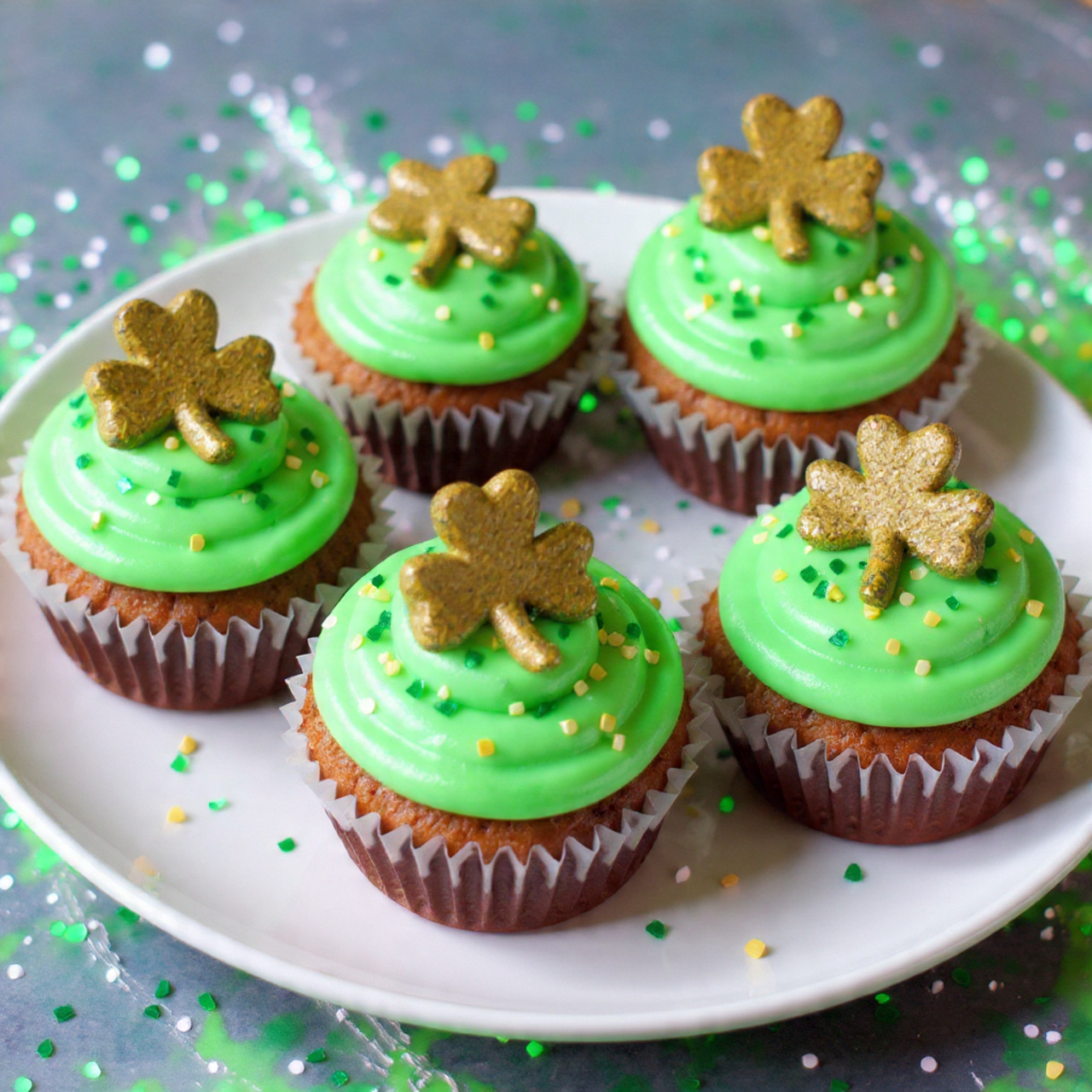 St. Patrick’s Day Cupcakes: Moist Vanilla Cupcakes with Green Buttercream Frosting