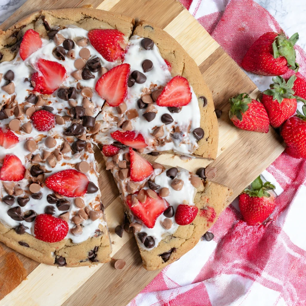 Strawberry Chocolate Chip Cookie Pizza