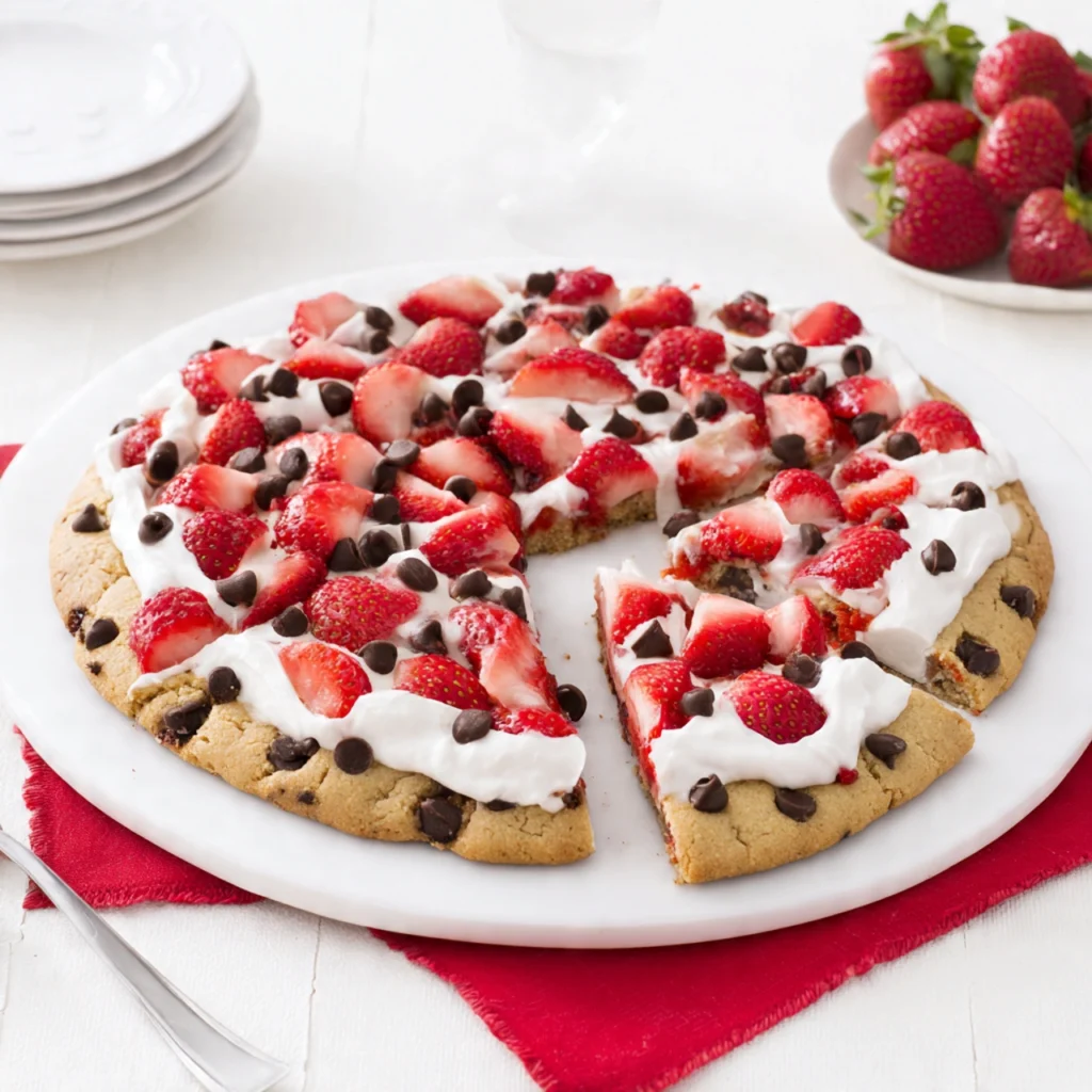 Strawberry Chocolate Chip Cookie Pizza